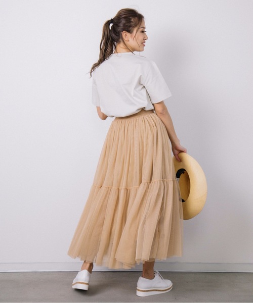 miniyu(ミニュウ)の「チュールティアードスカート(スカート・レディース・ブラック/カーキ/ベージュ・FREE)」の10枚目の写真