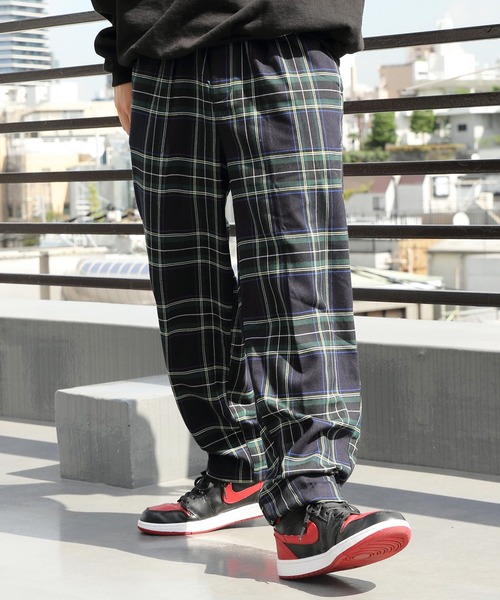 90s   チノパン チェック ワイド baggy remer チノパン loose soft chino buggy wide PT / ルーズソフト