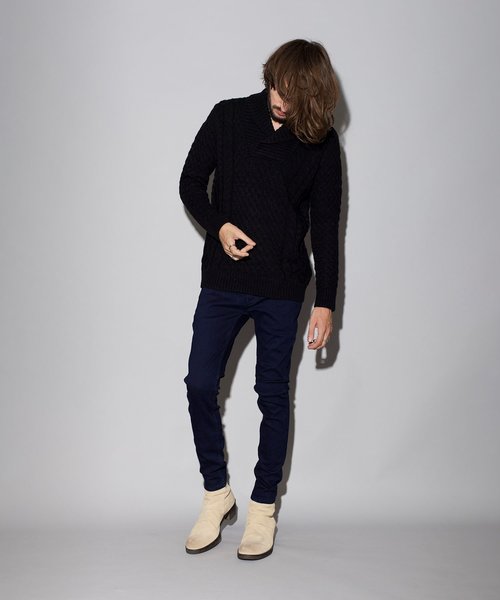 NO ID.(ノーアイディ)の「【NO ID.】Shawl Collar Pullover Knit / ショール カラー プルオーバー ニット(ニット/セーター・メンズ・その他/アイボリー/ブラウン/ブラック・1/2)」の3枚目の写真