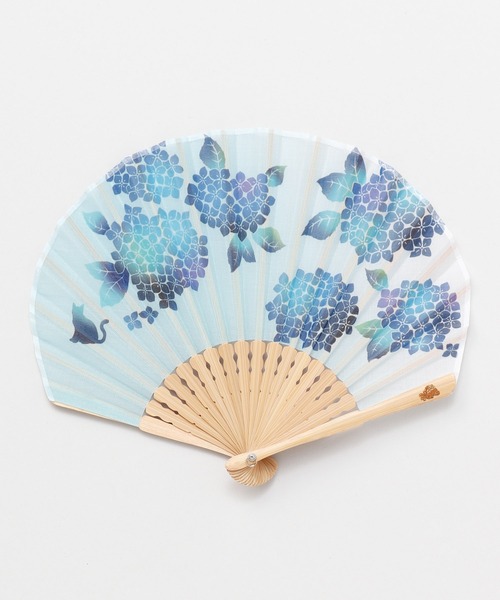 カヤ（カヤ）の「【カヤ】紫陽花とねこ扇子 袋付き（扇子/うちわ・レディース・アクア/ネイビー/パープル・FREE）」の13枚目の写真