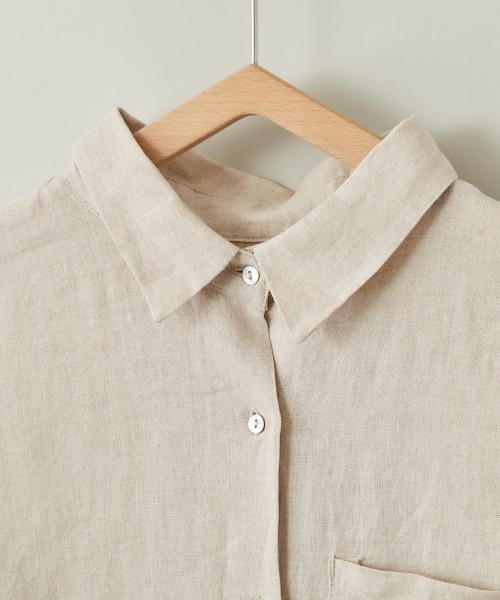 cepo（セポ）の「【ＬＩＮＥＮ１００】オーバーシャツワンピース（シャツワンピース・レディース・オレンジ/オフホワイト/ベージュ・M）」の8枚目の写真