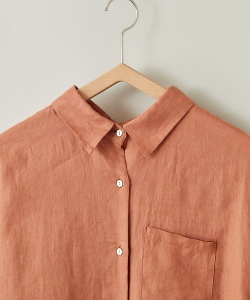 cepo（セポ）の「【ＬＩＮＥＮ１００】オーバーシャツワンピース（シャツワンピース・レディース・オレンジ/オフホワイト/ベージュ・M）」の18枚目の写真