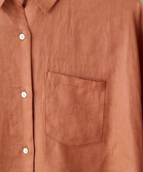 cepo（セポ）の「【ＬＩＮＥＮ１００】オーバーシャツワンピース（シャツワンピース・レディース・オレンジ/オフホワイト/ベージュ・M）」の9枚目の写真