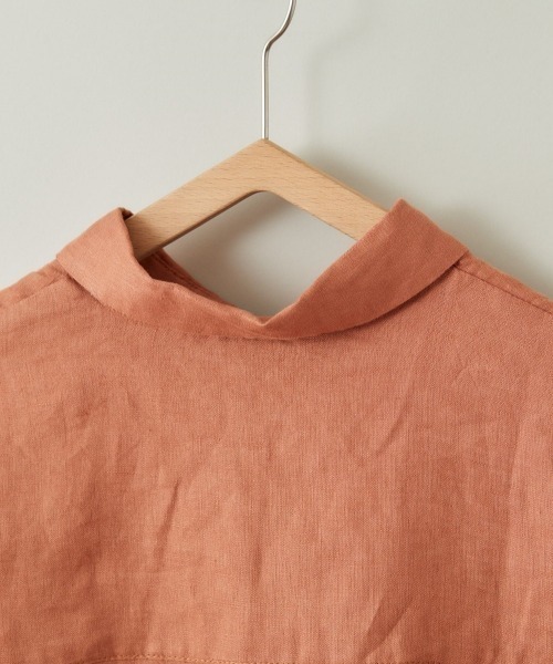 cepo（セポ）の「【ＬＩＮＥＮ１００】オーバーシャツワンピース（シャツワンピース・レディース・オレンジ/オフホワイト/ベージュ・M）」の6枚目の写真