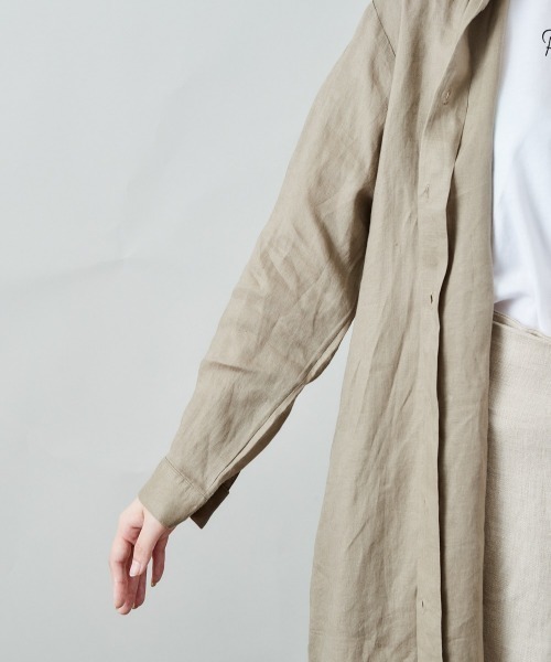 cepo（セポ）の「【ＬＩＮＥＮ１００】オーバーシャツワンピース（シャツワンピース・レディース・オレンジ/オフホワイト/ベージュ・M）」の10枚目の写真