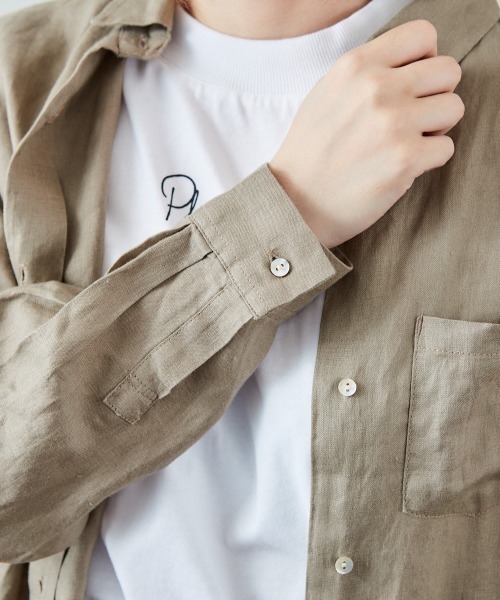 cepo（セポ）の「【ＬＩＮＥＮ１００】オーバーシャツワンピース（シャツワンピース・レディース・オレンジ/オフホワイト/ベージュ・M）」の13枚目の写真