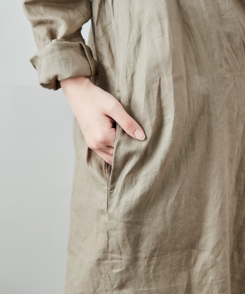 cepo（セポ）の「【ＬＩＮＥＮ１００】オーバーシャツワンピース（シャツワンピース・レディース・オレンジ/オフホワイト/ベージュ・M）」の22枚目の写真