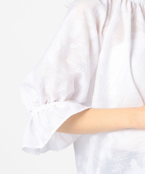 NARACAMICIE（ナラカミーチェ）の「ポリエステルフラワージャガード七分袖ブラウス（シャツ/ブラウス・レディース・ホワイト/ブラック・MEDIUM/X-LARGE）」の13枚目の写真