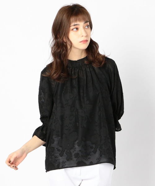 NARACAMICIE（ナラカミーチェ）の「ポリエステルフラワージャガード七分袖ブラウス（シャツ/ブラウス・レディース・ホワイト/ブラック・MEDIUM/X-LARGE）」の14枚目の写真