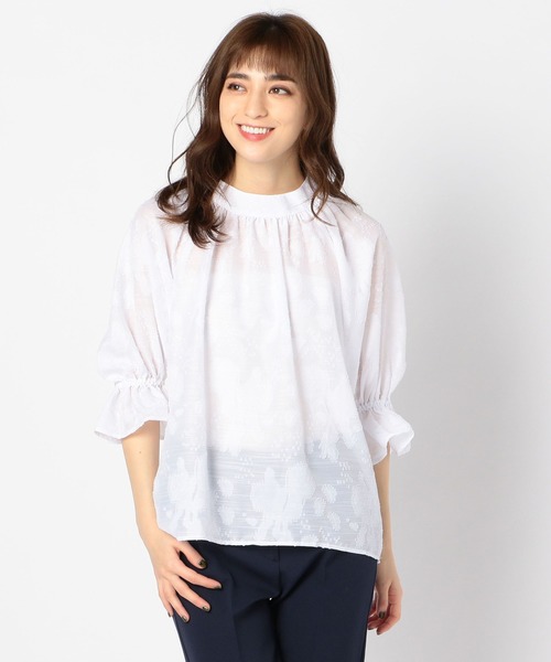 NARACAMICIE（ナラカミーチェ）の「ポリエステルフラワージャガード七分袖ブラウス（シャツ/ブラウス・レディース・ホワイト/ブラック・MEDIUM/X-LARGE）」の16枚目の写真