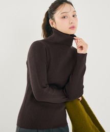 \新色追加/極厚タートルネックリブニット