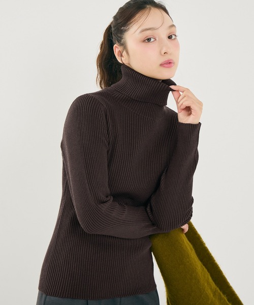 coca（coca）（コカ）の「＼新色追加／極厚タートルネックリブニット（ニット/セーター・レディース・ブラック/ベージュ/レッド/アイボリー/グレー/ネイビー/ライトブルー/パープル/カーキ/チャコール/ライトグレー/ライトベージュ/A/B/ダークブラウン・ONE SIZE/S/L/M）」の6枚目の写真