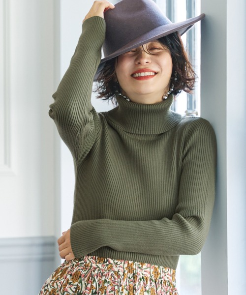 極美品☆エヴリデイアイライク リブ ニット タートルネック ブラック