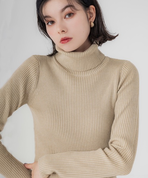 coca（coca）（コカ）の「＼新色追加／極厚タートルネックリブニット（ニット/セーター・レディース・ブラック/ベージュ/レッド/アイボリー/グレー/ネイビー/ライトブルー/パープル/カーキ/チャコール/ライトグレー/ライトベージュ/A/B/ダークブラウン・ONE SIZE/S/L/M）」の8枚目の写真