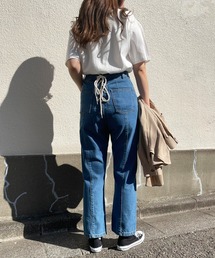 Mysa&Liina | ハイウエスト配色レースアップデニム(デニムパンツ)