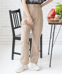 Mysa&Liina | ハイウエストセンターシームレースアップ美脚パンツ(デニムパンツ)