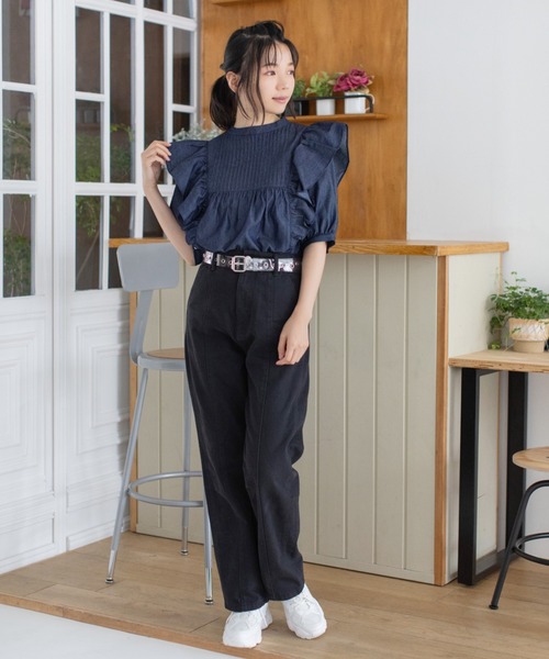 Mysa&Liina(ミーサリーナ)の「ハイウエスト配色レースアップデニム(デニムパンツ・レディース・ピンクベージュ/ブラック/サックスブルー/インディゴブルー/アイボリー/サンドベージュ/ライトグリーン/ブルー・M)」の20枚目の写真