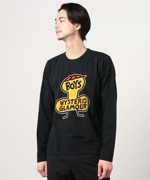 HYSTERIC GLAMOUR BOYS 長袖カットソー ブラック ロンT HYSTERIC GLAMOUR（ヒステリックグラマー）の「BOYS Tシャツ（T