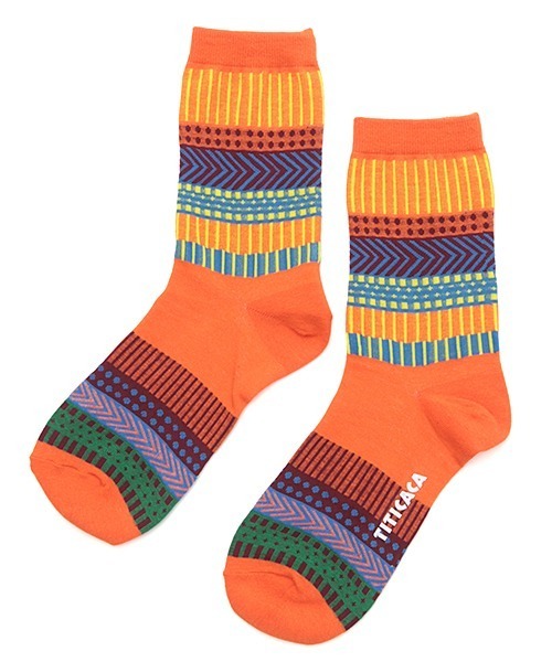 チチカカ（チチカカ）の「キカボーダーソックス 23-25cm（ソックス/靴下・レディース・オレンジ/グリーン/ライトパープル・FREE）」の6枚目の写真