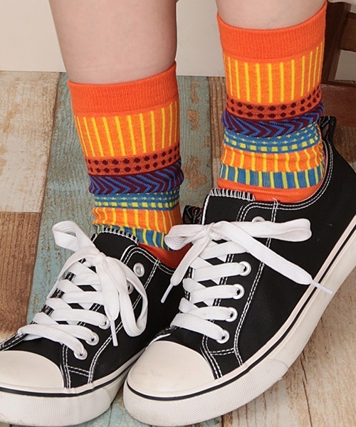 チチカカ（チチカカ）の「キカボーダーソックス 23-25cm（ソックス/靴下・レディース・オレンジ/グリーン/ライトパープル・FREE）」の9枚目の写真