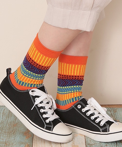 チチカカ（チチカカ）の「キカボーダーソックス 23-25cm（ソックス/靴下・レディース・オレンジ/グリーン/ライトパープル・FREE）」の14枚目の写真