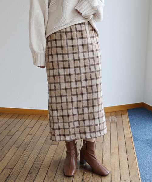 チェック柄フェイクウールスカート ウエストゴム スカート And Me アンドミー のファッション通販 Zozotown