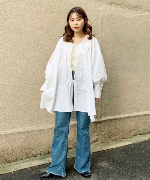 トップスback紐コットンチュニックブラウス シャツ ブラウス Kastane カスタネ のファッション