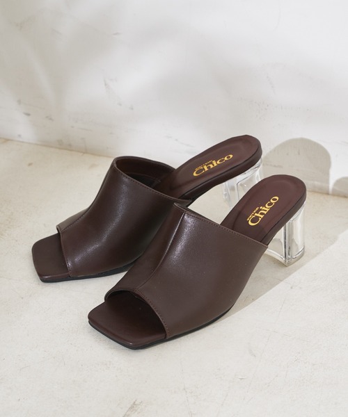 Chico(チコ)の「スクエアクリアヒールサンダル(サンダル・レディース・ブラック/ベージュ/アイボリー/ブラウン・SMALL/MEDIUM/LARGE)」の3枚目の写真