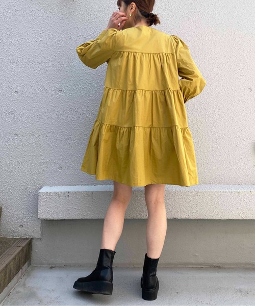 PICCIN（ピッチン）の「ティアードミニワンピース（ワンピース・レディース・ホワイト/ブラック/マスタード・M）」の7枚目の写真