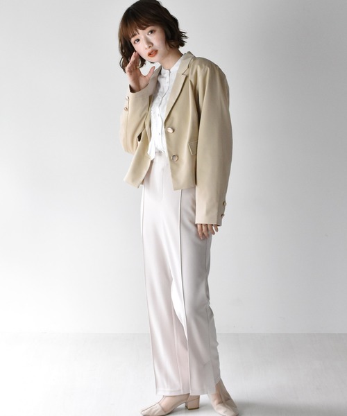 RETRO GIRL（レトロガール）の「ショートテーラージャケット（テーラードジャケット・レディース・ライトベージュ/ダークブルー/ベージュ・FREE）」の7枚目の写真