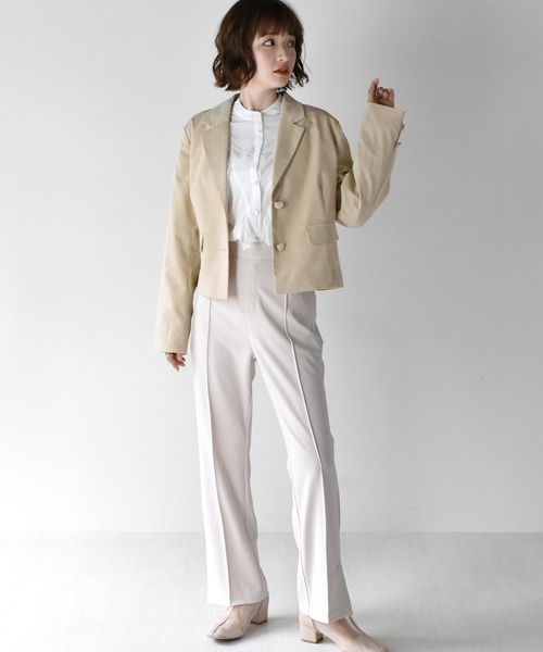 RETRO GIRL（レトロガール）の「ショートテーラージャケット（テーラードジャケット・レディース・ライトベージュ/ダークブルー/ベージュ・FREE）」の8枚目の写真