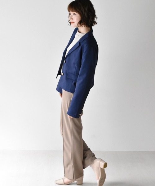 RETRO GIRL（レトロガール）の「ショートテーラージャケット（テーラードジャケット・レディース・ライトベージュ/ダークブルー/ベージュ・FREE）」の11枚目の写真