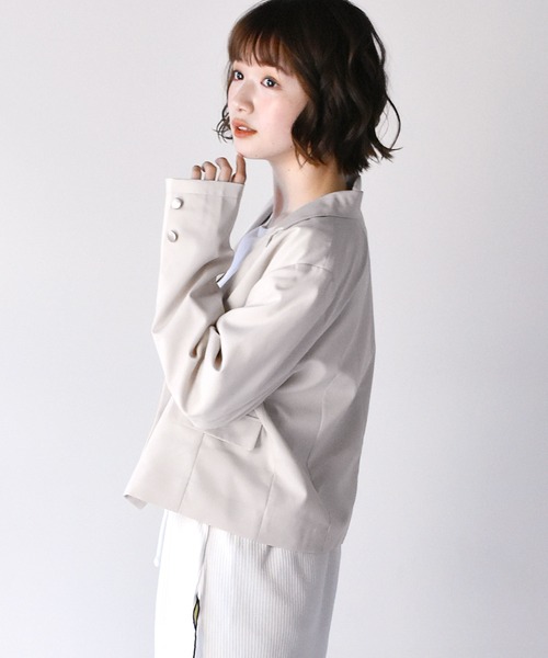 RETRO GIRL（レトロガール）の「ショートテーラージャケット（テーラードジャケット・レディース・ライトベージュ/ダークブルー/ベージュ・FREE）」の15枚目の写真