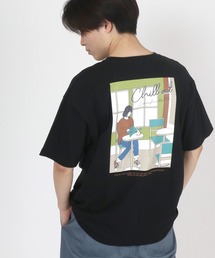 Salong hameu（サロン ハミュー）の「ガールイラストバックプリント半袖Tシャツ（Tシャツ/カットソー・メンズ）」