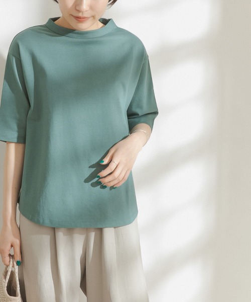 FORK&SPOON（フォークアンドスプーン）の「FORK&SPOON　オーガニックコットンボトルネックTシャツ（Tシャツ/カットソー・レディース・ブラウン/オフホワイト/ブルー・ONE）」の9枚目の写真