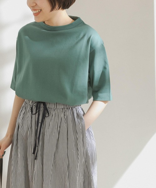 FORK&SPOON（フォークアンドスプーン）の「FORK&SPOON　オーガニックコットンボトルネックTシャツ（Tシャツ/カットソー・レディース・ブラウン/オフホワイト/ブルー・ONE）」の19枚目の写真