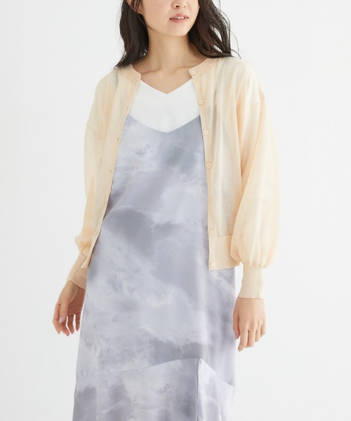 Rewde（ルゥデ）の「【雑誌掲載】シアーニットカーディガン（1R14-03179）（ニット/セーター・レディース・ブラック/ベージュ/ブルー/キナリ・M/L）」の4枚目の写真