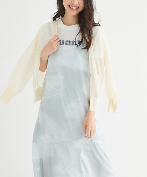 Rewde（ルゥデ）の「【雑誌掲載】シアーニットカーディガン（1R14-03179）（ニット/セーター・レディース・ブラック/ベージュ/ブルー/キナリ・M/L）」の2枚目の写真