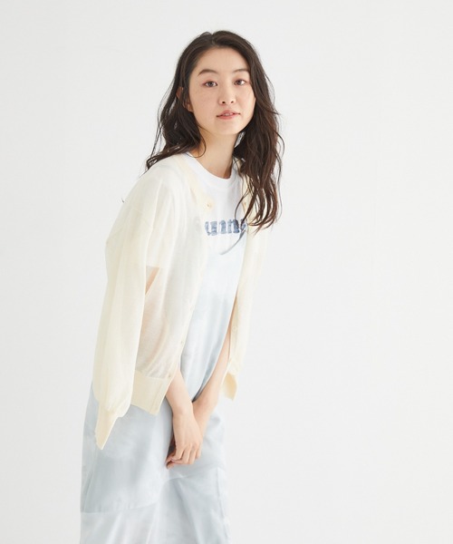 Rewde（ルゥデ）の「【雑誌掲載】シアーニットカーディガン（1R14-03179）（ニット/セーター・レディース・ブラック/ベージュ/ブルー/キナリ・M/L）」の9枚目の写真