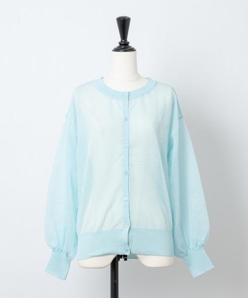 Rewde（ルゥデ）の「【雑誌掲載】シアーニットカーディガン（1R14-03179）（ニット/セーター・レディース・ブラック/ベージュ/ブルー/キナリ・M/L）」の8枚目の写真