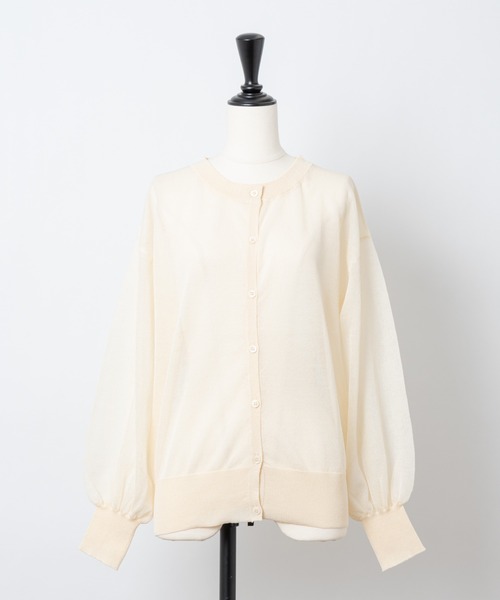 Rewde（ルゥデ）の「【雑誌掲載】シアーニットカーディガン（1R14-03179）（ニット/セーター・レディース・ブラック/ベージュ/ブルー/キナリ・M/L）」の19枚目の写真