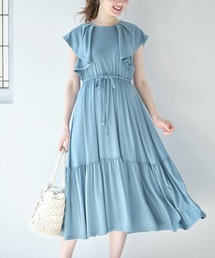 tocco closet | ウエストりぼん付きラッフルフリルカットソーワンピース(ワンピース)