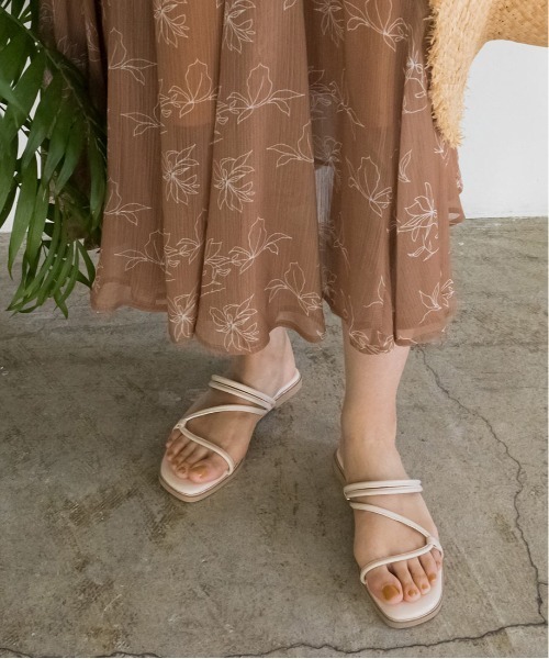 RANDA（ランダ）の「ナローストラップフラットサンダル（サンダル・レディース・ピンク/ブラック/アイボリー/グリーン・M/L/S/LL）」の7枚目の写真