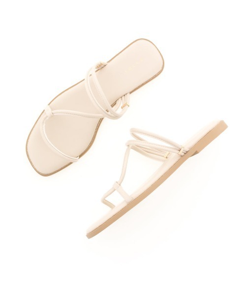 RANDA（ランダ）の「ナローストラップフラットサンダル（サンダル・レディース・ピンク/ブラック/アイボリー/グリーン・M/L/S/LL）」の6枚目の写真