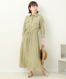 n'ee-ne | T/Rドロストシャツワンピース(シャツワンピース)