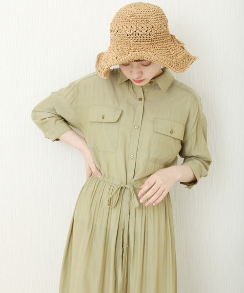 n'ee-ne(ネーネ)の「T/Rドロストシャツワンピース(シャツワンピース・レディース・ベージュ/ライトカーキ/ブラック・M)」の21枚目の写真