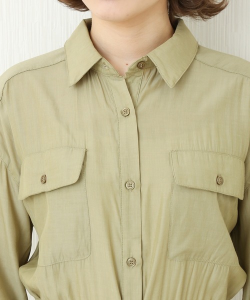 n'ee-ne(ネーネ)の「T/Rドロストシャツワンピース(シャツワンピース・レディース・ベージュ/ライトカーキ/ブラック・M)」の13枚目の写真