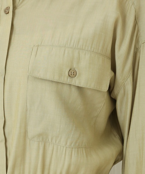 n'ee-ne(ネーネ)の「T/Rドロストシャツワンピース(シャツワンピース・レディース・ベージュ/ライトカーキ/ブラック・M)」の5枚目の写真