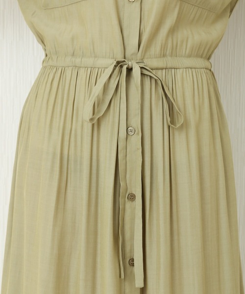 n'ee-ne(ネーネ)の「T/Rドロストシャツワンピース(シャツワンピース・レディース・ベージュ/ライトカーキ/ブラック・M)」の8枚目の写真