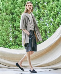 EMMA CLOTHES | TRストレッチスーツ地 ワイドシルエット2タックショーツ ショートパンツ EMMA CLOTHES(その他パンツ)